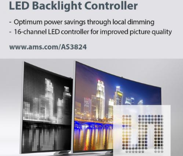 艾迈斯半导体推出16通道LED背光灯控制器AS3824
